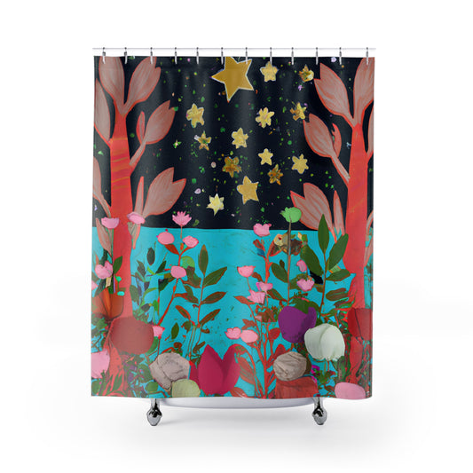 "Modern Boho Nature Floral Shower Curtain" - Shower Curtain