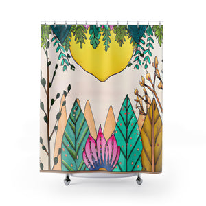 "Vibrant Boho Floral Nature Shower Curtain" - Shower Curtain