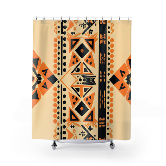 Aztec Boho Shower Curtain: Chic Vibe - Shower Curtain