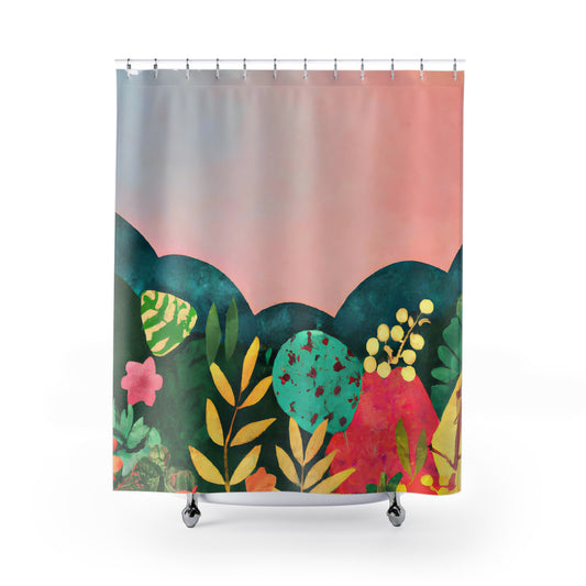 "Floral Boho Shower Curtain: Nature's Beauty" - Shower Curtain