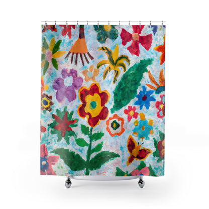 "Freshen Up: Bohemian Floral Shower Curtains" - Shower Curtain