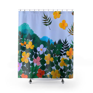 "Floral Boho Shower Curtain: Nature Vibe" - Shower Curtain