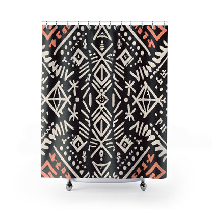 "Aztec-Inspired Boho Shower Curtain" - Shower Curtain