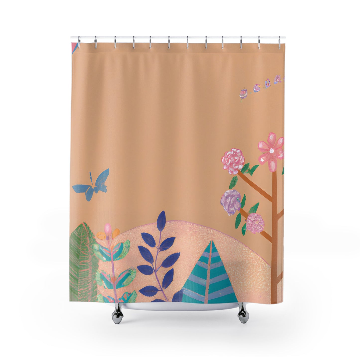 "Floral Boho Nature Shower Curtain" - Shower Curtain