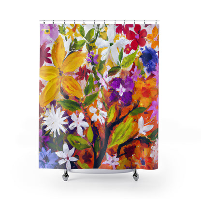 "Bohemian Nature Floral Shower Curtains" - Shower Curtain