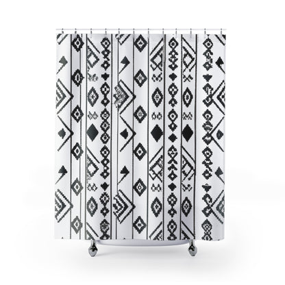 Aztec Boho Shower Curtain: Lustrous Beauty - Shower Curtain