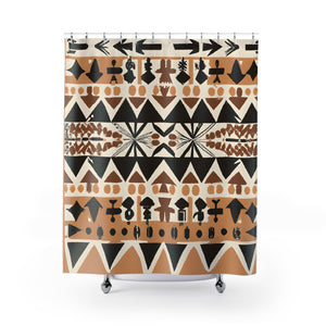 "Aztec-Inspired Boho Shower Curtain" - Shower Curtain