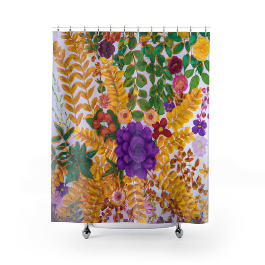 "Tropical Floral Boho Shower Curtain" - Shower Curtain