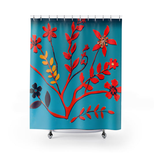 "Floral Boho Shower Curtain: Nature Beauty" - Shower Curtain