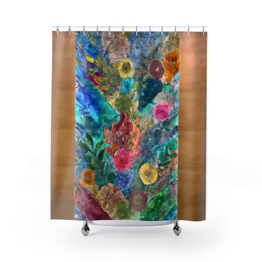 "Organic Boho Floral Shower Curtain" - Shower Curtain