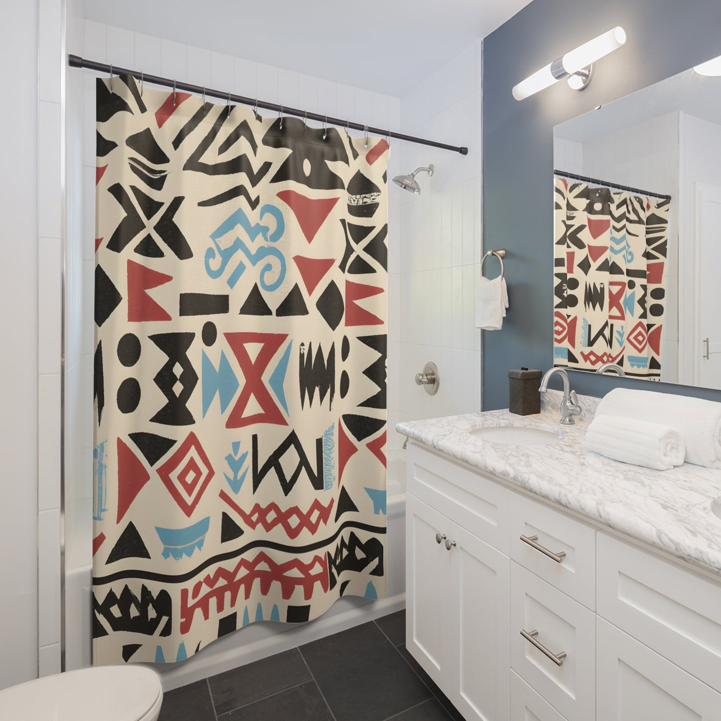 Aztec Boho Shower Curtain: Luxe Bohemian Vibe. - Shower Curtain