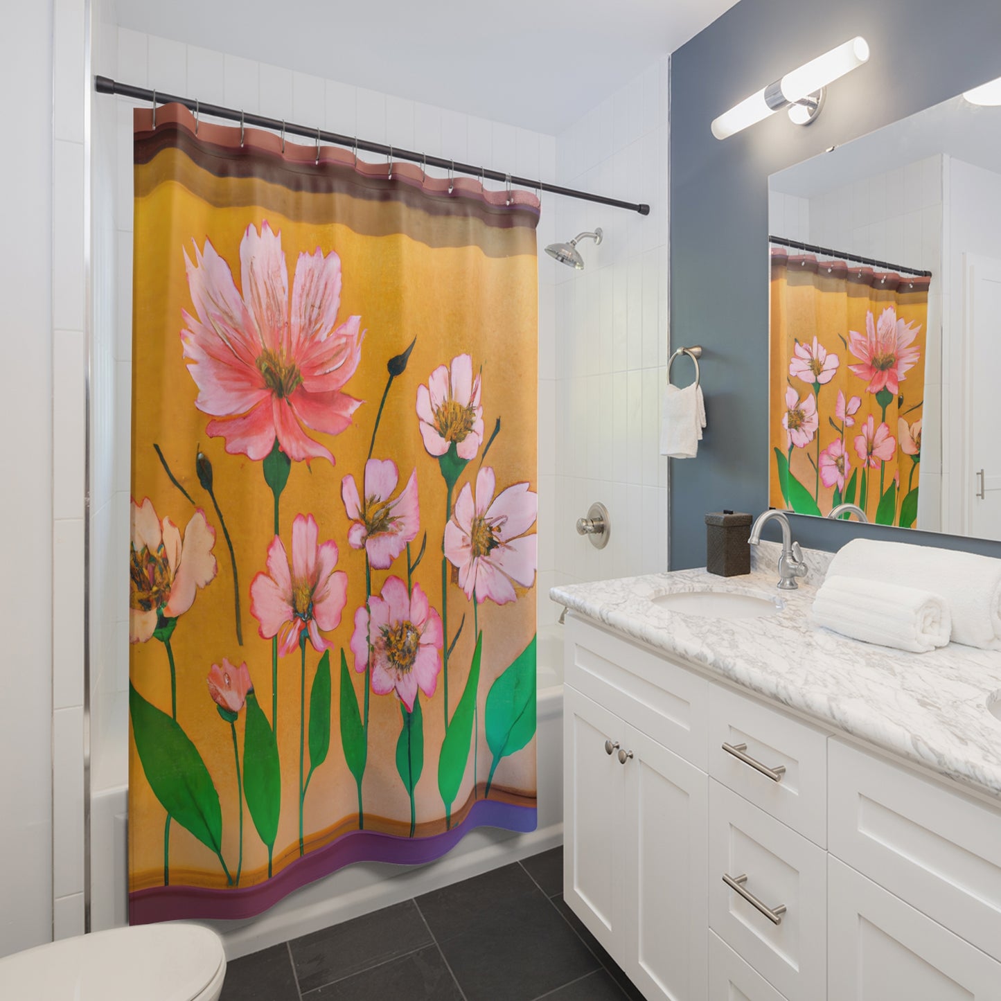 "Vibrant Floral Bohemian Shower Curtain" - Shower Curtain