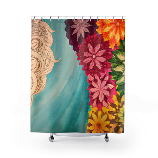 "Nature's Botanic Art: Boho Shower Curtain" - Shower Curtain