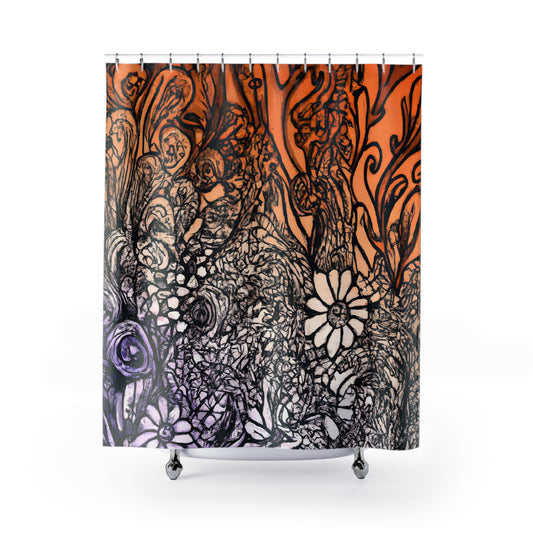 "Floral Nature Inspired Boho Shower Curtain" - Shower Curtain