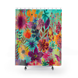 "Bright Bohemian Floral Shower Curtain" - Shower Curtain