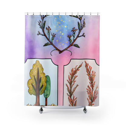 "Flowers Nature Boho Shower Curtain" - Shower Curtain