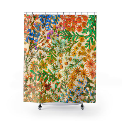 "Floral Nature Boho Shower Curtains" - Shower Curtain