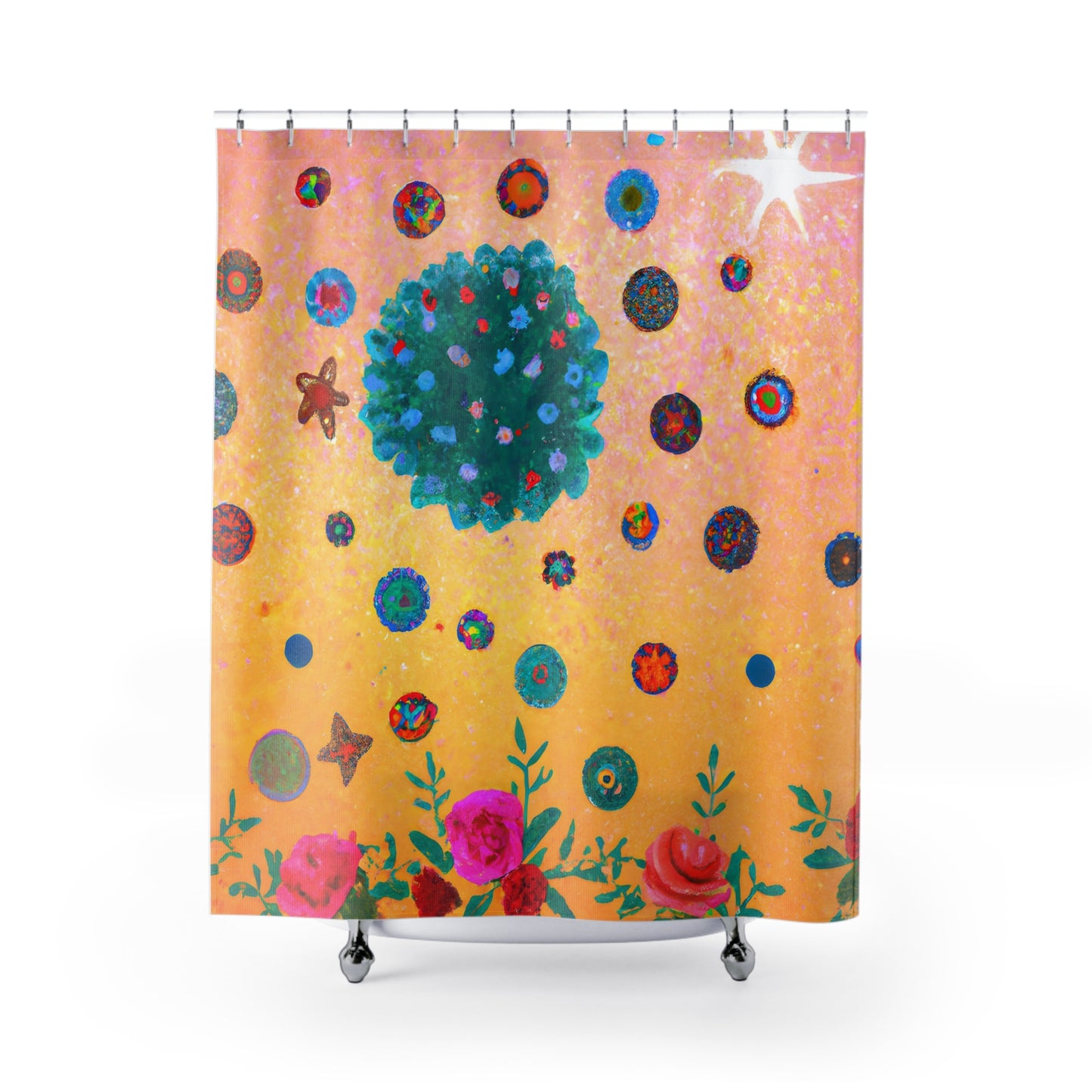 "Nature-Inspired Floral Boho Shower Curtain" - Shower Curtain