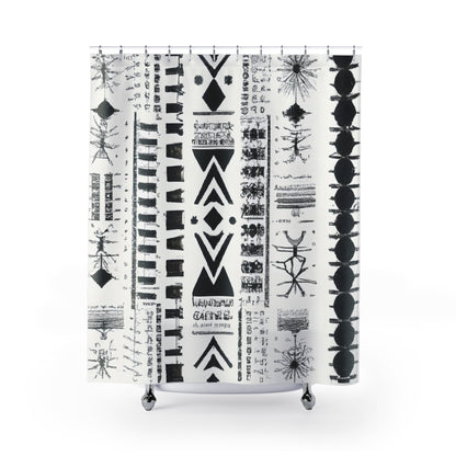 "Vibrant Aztec Boho Shower Curtain" - Shower Curtain