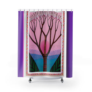 "Vibrant Floral Nature Boho Shower Curtain" - Shower Curtain