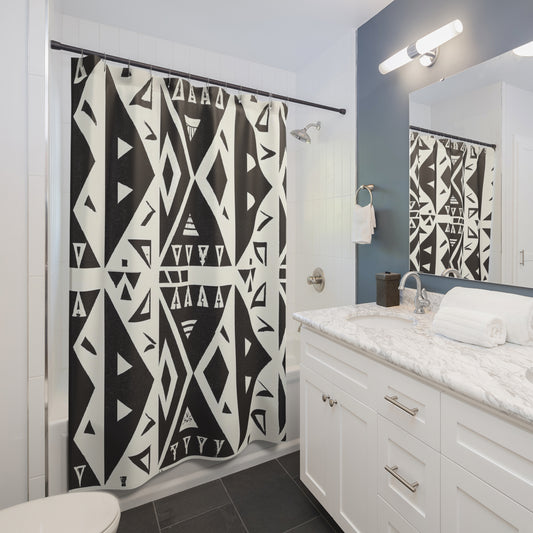 "Elevate Your Bathroom's Look: Aztec Boho Shower Curtain" - Shower Curtain