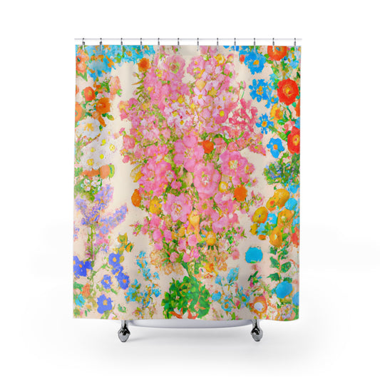 "Floral Nature Boho Shower Curtain" - Shower Curtain