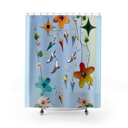 "Floral Nature Boho Shower Curtain" - Shower Curtain