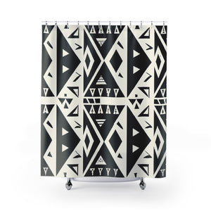 "Elevate Your Bathroom's Look: Aztec Boho Shower Curtain" - Shower Curtain