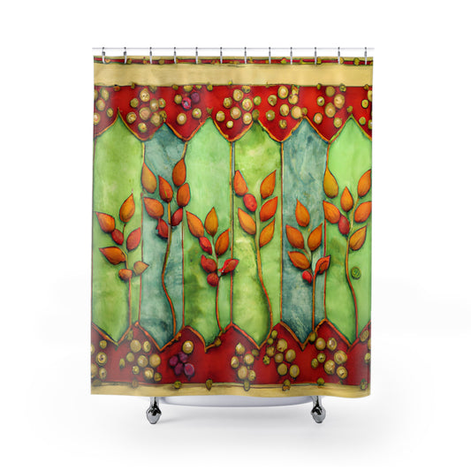 "Vibrant Boho Floral Nature Shower Curtain" - Shower Curtain