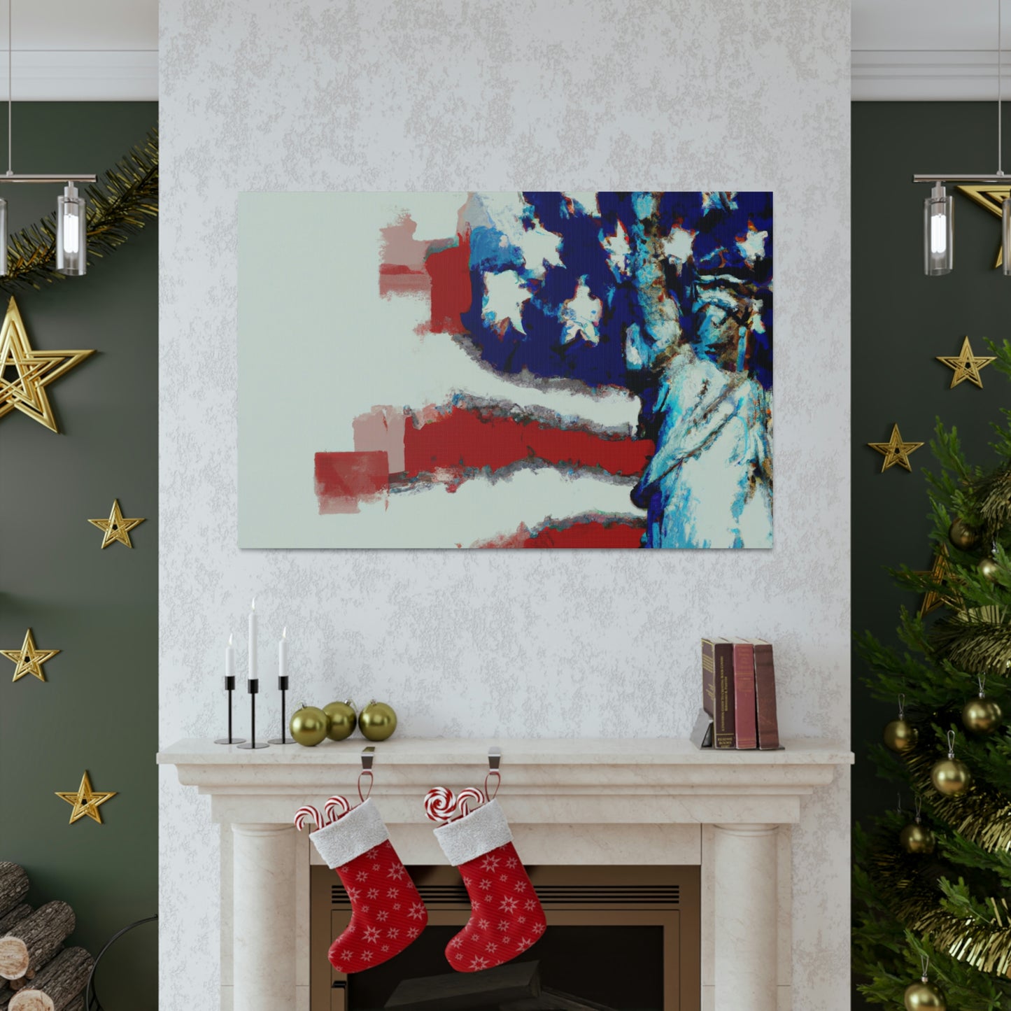 Statue Liberty Flag - Canvas